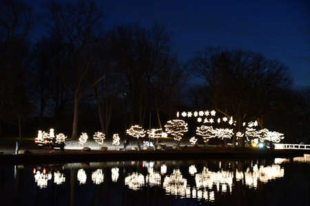 2020 Festival of Silver Lights at Hubbard Park in Meriden, Connecticutの写真素材