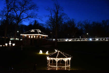 2020 Festival of Silver Lights at Hubbard Park in Meriden, Connecticutの写真素材