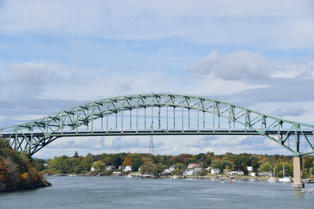 Piscataqua River Bridge in Portsmouth, New Hampshireの写真素材