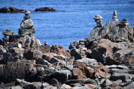 Rock Beach at Odiorne Point State Park in Rye, New Hampshireの写真素材