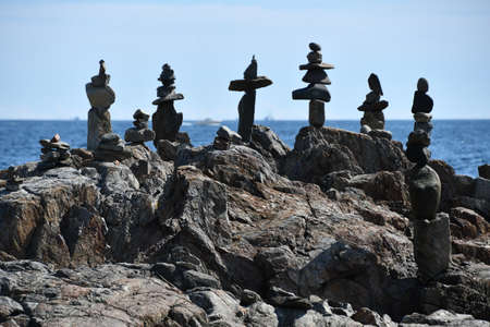 Rock Beach at Odiorne Point State Park in Rye, New Hampshireの写真素材