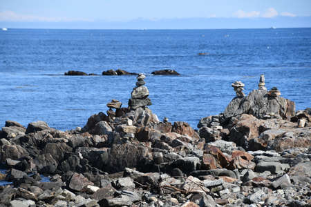 Rock Beach at Odiorne Point State Park in Rye, New Hampshireの写真素材