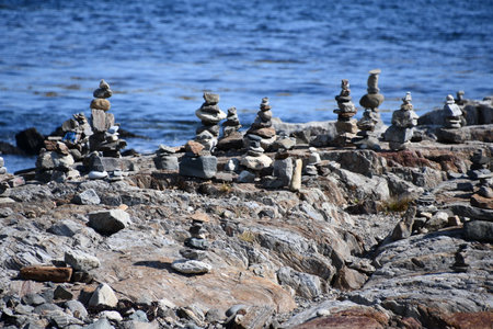 Rock Beach at Odiorne Point State Park in Rye, New Hampshireの写真素材