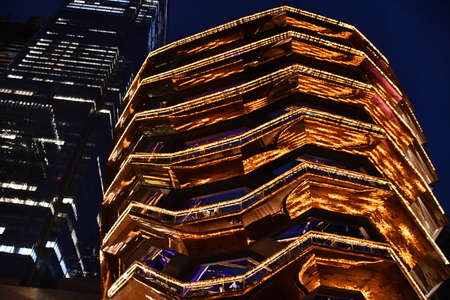 Festive decor at The Vessel at Hudson Yard in Manhattan, New York in 2020