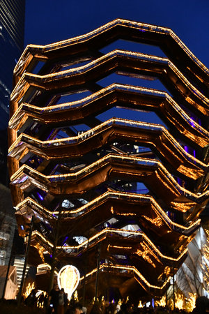 Festive decor at The Vessel at Hudson Yard in Manhattan, New York in 2020の写真素材