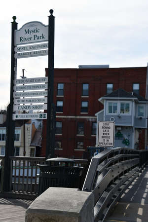 The Mystic River Bascule Bridge in Mystic, Connecticutの写真素材