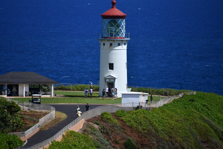 Daniel K. Inouye Kilauea Point Lighthouse at Kilauea Point on Kauai island in Hawaii USAの写真素材