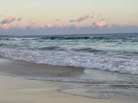 Sunset at Kekaha Beach Park on Kauai, Hawaiiの写真素材