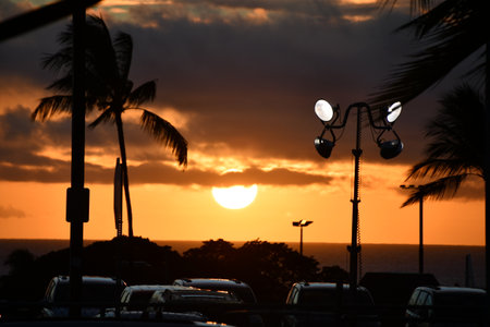 Sunset on the Big Island in Hawaiiの写真素材