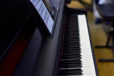 close-up of piano keys. close frontal view.の写真素材