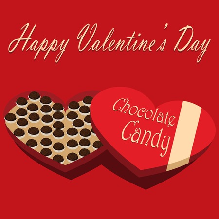 Valentines Day box of chocolate candy red backgroundのイラスト素材