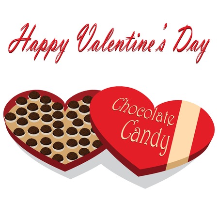Valentines Day box of chocolate candy white backgroundのイラスト素材