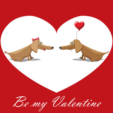 Valentines Day, dog with balloons, postcard text be my valentineのイラスト素材