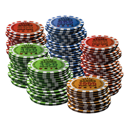 Poker chip many isolated white background.のイラスト素材