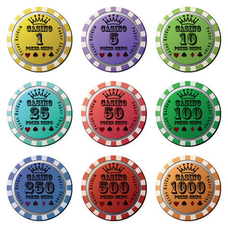Poker chips set isolated white background.のイラスト素材