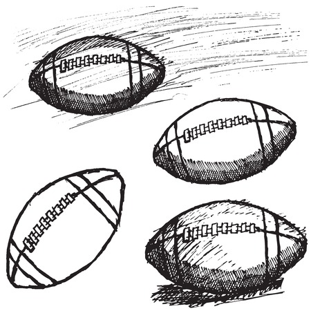 Rugby American Football sketch set isolated on white background.のイラスト素材