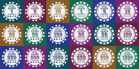 poker chips set white on color.のイラスト素材