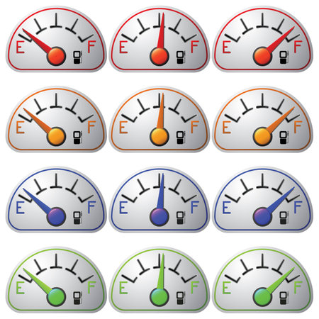 fuel meter set isolated on white background.のイラスト素材