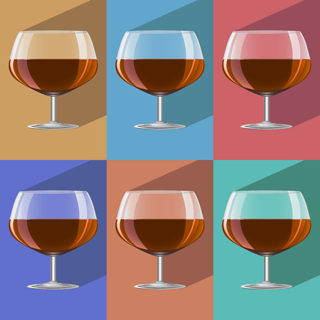 glasses of cognac set on metal stand.のイラスト素材