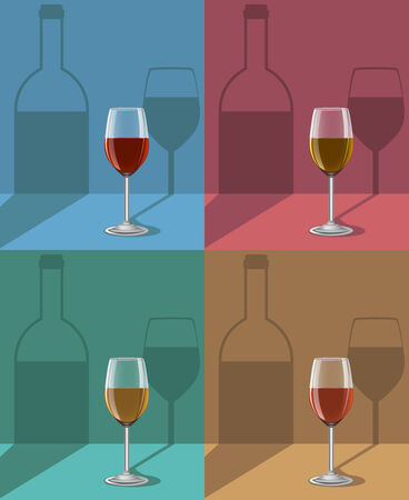 glasses of wine on metal stand with shadows.のイラスト素材