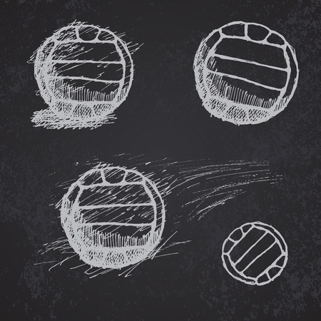 volleyball ball sketch set on blackboard.のイラスト素材