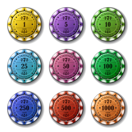 Poker chips set isolated on white background.のイラスト素材