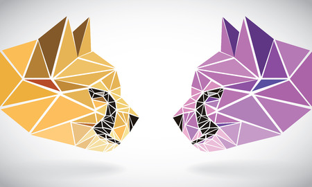 polygonal abstract geometric triangle cheetah. low poly color heads.のイラスト素材