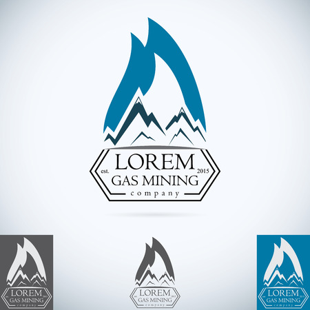 OIl gas company vector logo design template color set. fire oil drop with mountains abstractsymbol concept icon.のイラスト素材