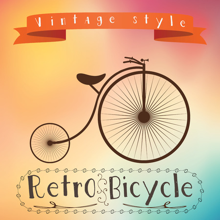 Retro bicycle on hipster background のイラスト素材