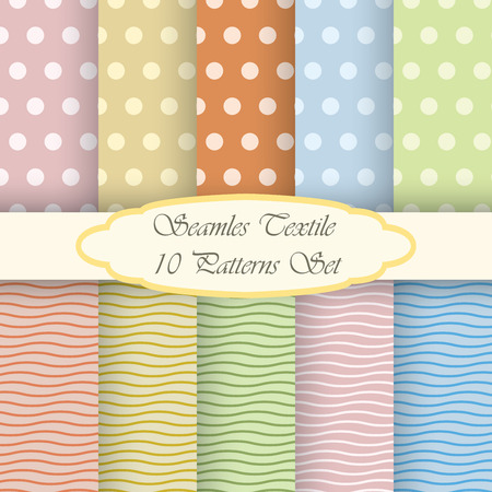 Retro background set made of dots and horizontal stripesのイラスト素材