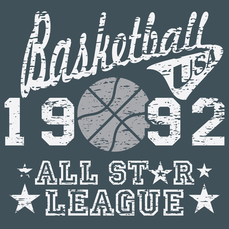 Basketball all star league artwork, typography poster, t-shirt Printing design, vector Badge Applique Label .のイラスト素材