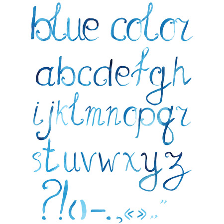 Hand drawn watercolor artistic font alphabet with punctuation marks.のイラスト素材