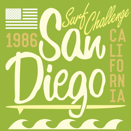 California San Diego typography, t-shirt Printing design, Summer vector Badge Applique Label.のイラスト素材