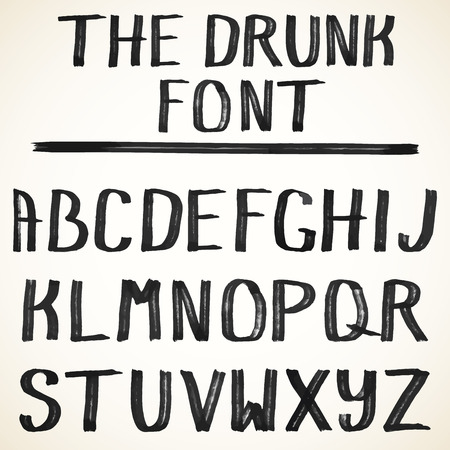 Vector alphabet.Uppercase Hand drawn grunge letters of the alphabet written with a black color brush,のイラスト素材