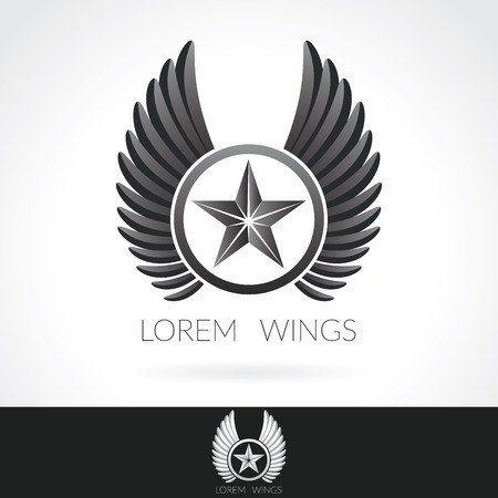 Wing abstract Logo template with star in the middle badge label,  emblem icon.のイラスト素材