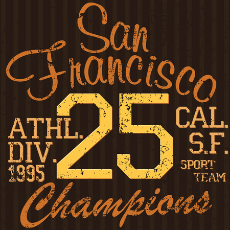 T-shirt Printing design, typography graphics Summer vector illustration Badge Applique Label San Francisco sport signのイラスト素材