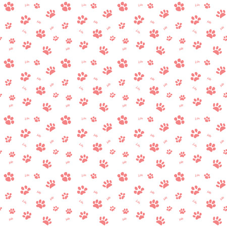 Hand drawn Sketch cats paw and traces seamless pattern, Vector Illustration Elements isolated on white background.のイラスト素材