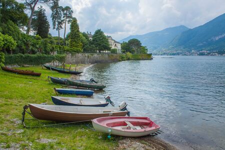 Bellagio city on Lake Como, Italy. Lombardy region. Italian street, european arhitectureのeditorial素材