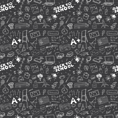 School seamless pattern Doodlesのイラスト素材