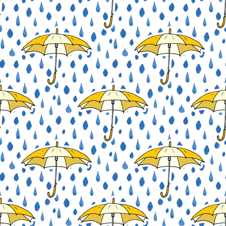 Rain drops and umbrella seamless pattern.のイラスト素材