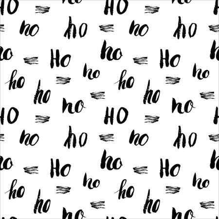 New Year and Cristmas seamless pattern, with Ho Ho Ho hand drawn letters, retro, vintage Seamless Pattern. Background Vector Illustrationのイラスト素材