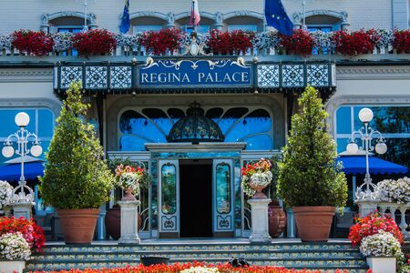 STRESA, ITALY - JULY 14, 2016. Stresa view on Regina Palace Hotel, a town on the Maggiore Lakeのeditorial素材