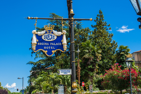 STRESA, ITALY - JULY 14, 2016. Stresa view on Regina Palace Hotel, a town on the Maggiore Lakeのeditorial素材