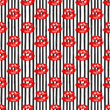 Kiss, Lips Seamless Pattern background. Vector Illustration isolated on whiteのイラスト素材