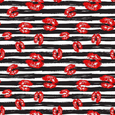 Kiss, Lips Seamless Pattern background. Vector Illustration isolated on whiteのイラスト素材