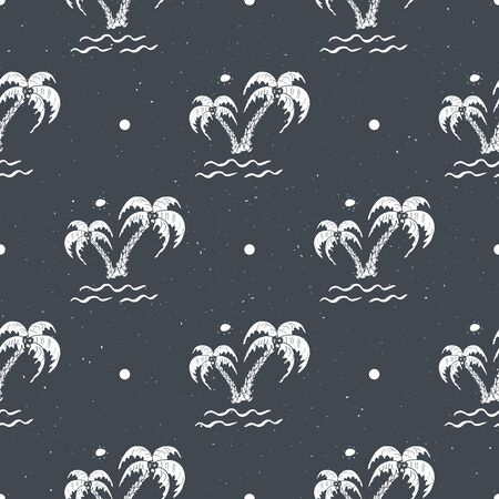 Seamless pattern background with hand drawn palm trees, summer semless, background, vector illustration.のイラスト素材