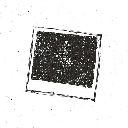 Retro photo frame hand drawn sketch template design. vector illustration.のイラスト素材