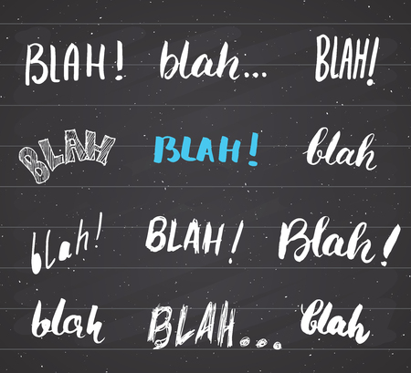 Blah, blah words hand written set vector illustration on chalkboard backgroundのイラスト素材