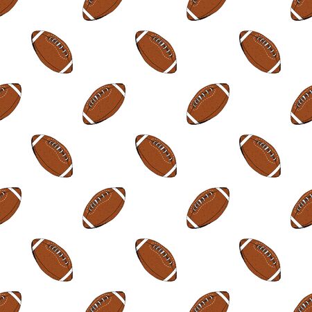 Football, rugby ball seamless pattern hand drawn sketch, vector illustration.のイラスト素材
