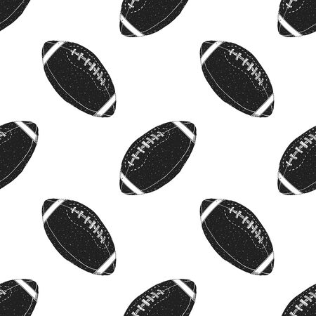 Football, rugby ball seamless pattern hand drawn sketch, vector illustration.のイラスト素材
